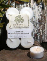 Long burning unscented tealight candles.